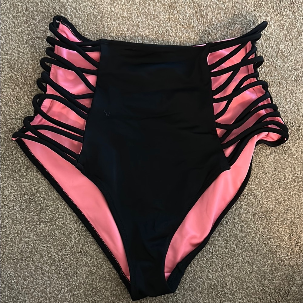 PINK Victoria's Secret Black and Pink One Piece Swimsuit